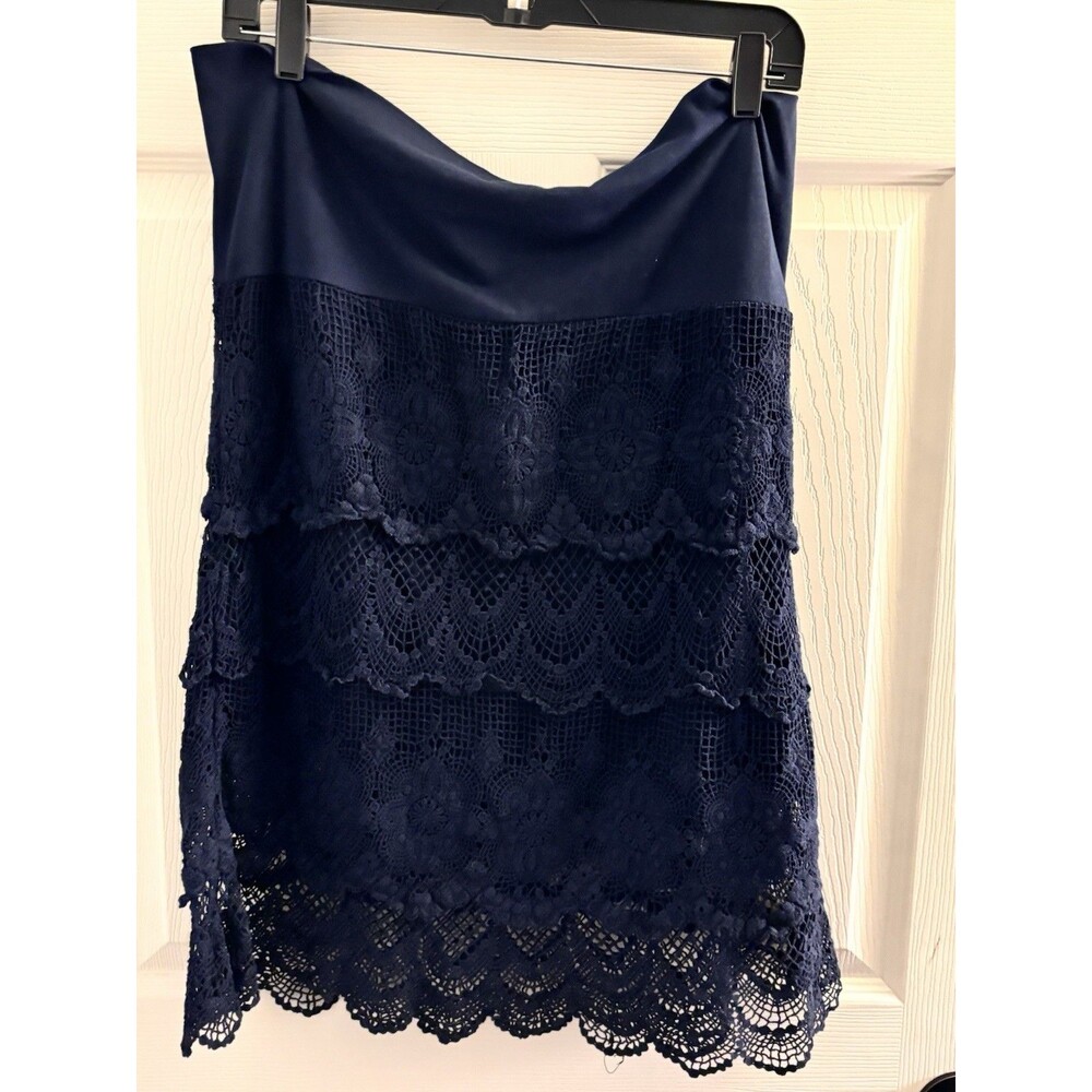 Solitaire by Rani Hossain Navy Lace Tiered Skirt‎ Lined Size L